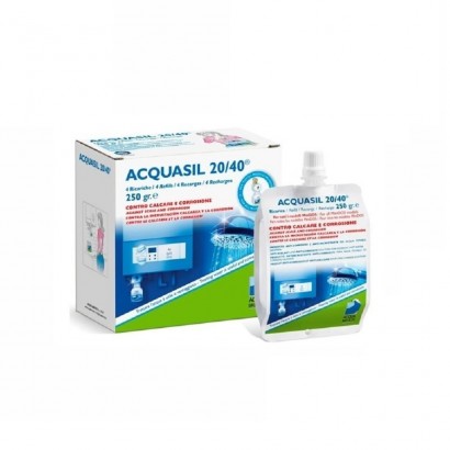 Acquabrevetti ACQUASIL 20/40 Soluzione acquosa di polifosfati con doppio effetto protettivo / 4 ricariche da gr. 250/cad PC20...